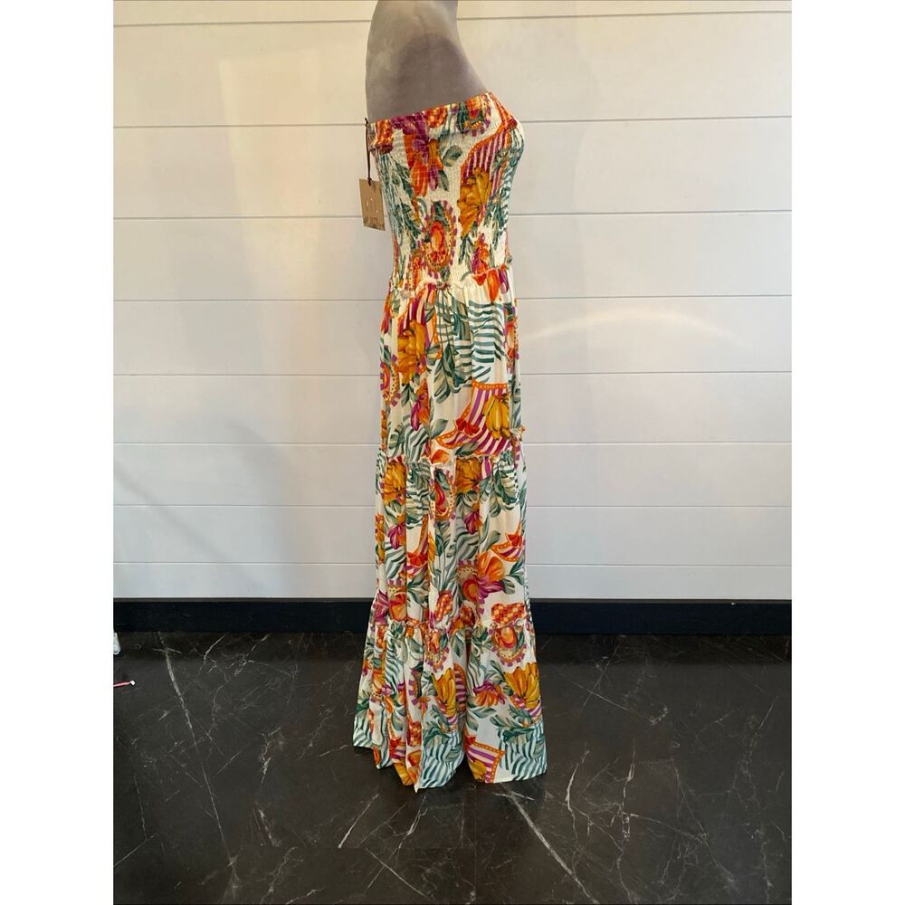 Abel the Label fruit print floral maxi dress strapless tube top, size XS NWOT - Picture 5 of 9